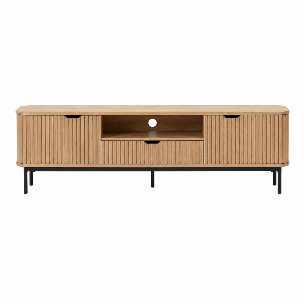 TV-Lowboard Eichenoptik MDF mit Lamellenfront 180 x 40 x 55 cm
