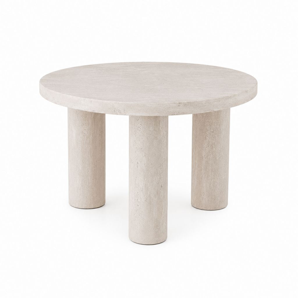 Couchtisch Beige Travertin rund Ø 80 cm Höhe 40 cm