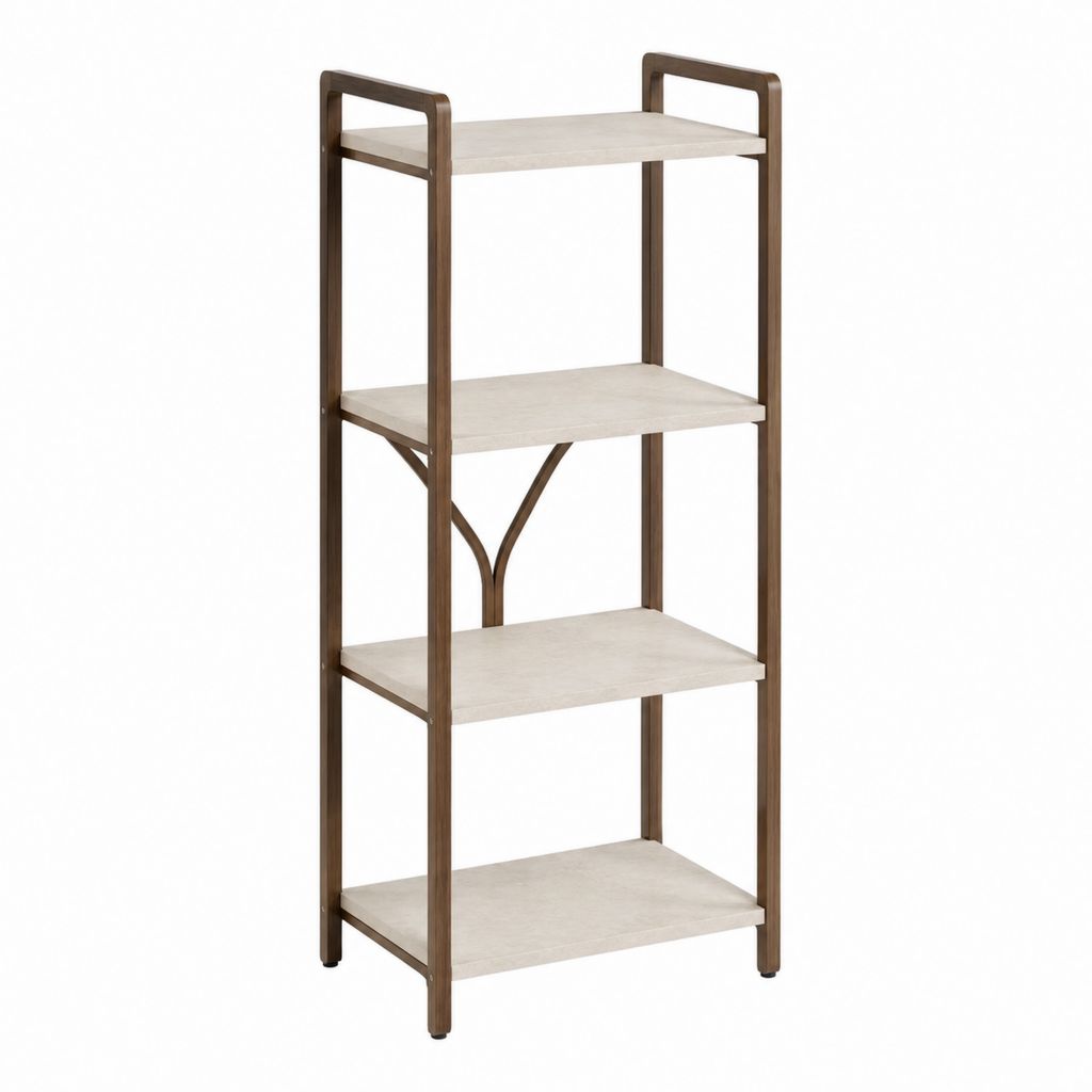 Bücherregal Standregal mit 4 Ablagen Braun Beige aus Bambus und MDF 120 x 60 x 30 cm
