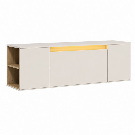 TV Lowboard Weiß Spanplatte Rechteckig 180 x 40 x 60 cm mit LED-Beleuchtung