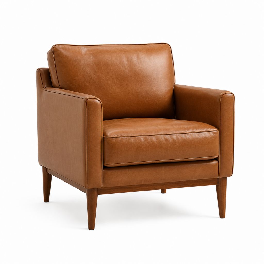 Sessel Braun aus PU-Kunstleder mit Massivholzfüßen rechteckiger Sitzfläche 84 x 82 x 86 cm