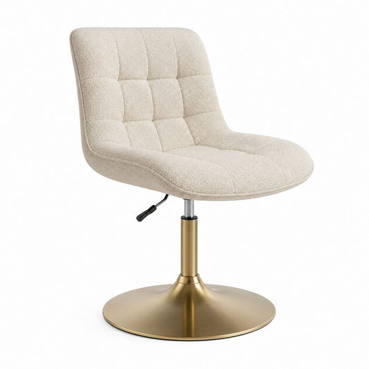 Drehbarer Polstersessel Beige mit Polyester Bouclé Bezug und Stahlfuß 62 x 63 x 85-97 cm