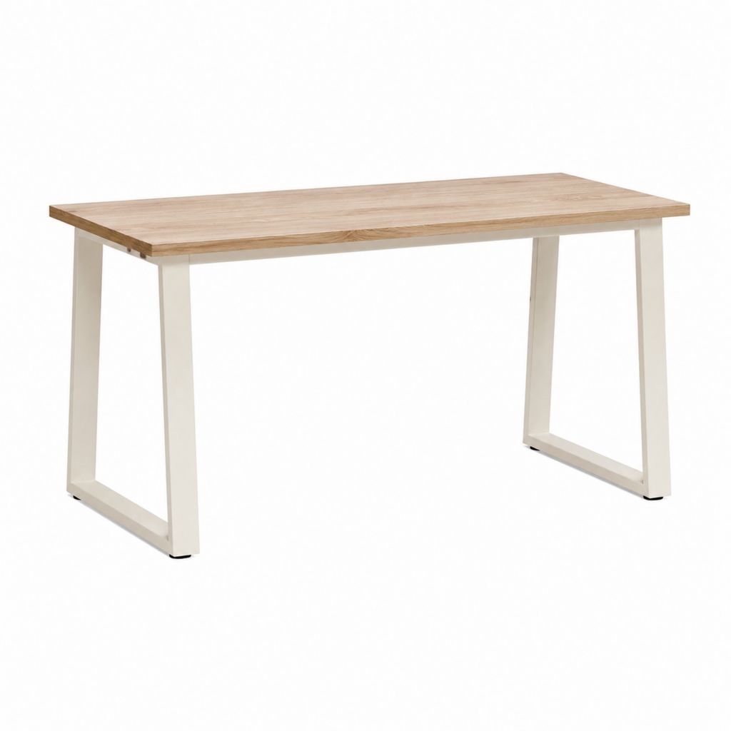Esstisch rechteckig Eichenfurnier MDF Weiß Stahl 120 x 60 x 75 cm