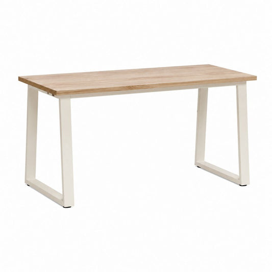 Esstisch rechteckig Eichenfurnier MDF Weiß Stahl 120 x 60 x 75 cm