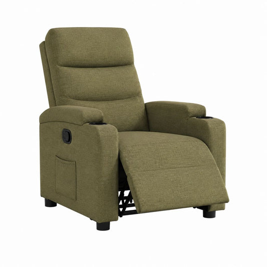 Relaxsessel mit manueller Liegefunktion olivgrün Polyester 90 x 92 x 104 cm