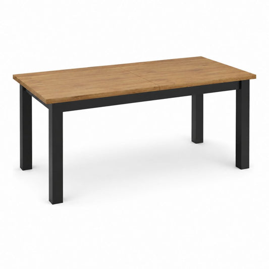 Ausziehbarer Esstisch Eichefarben MDF Stahl rechteckig 160-200 x 90 x 76 cm