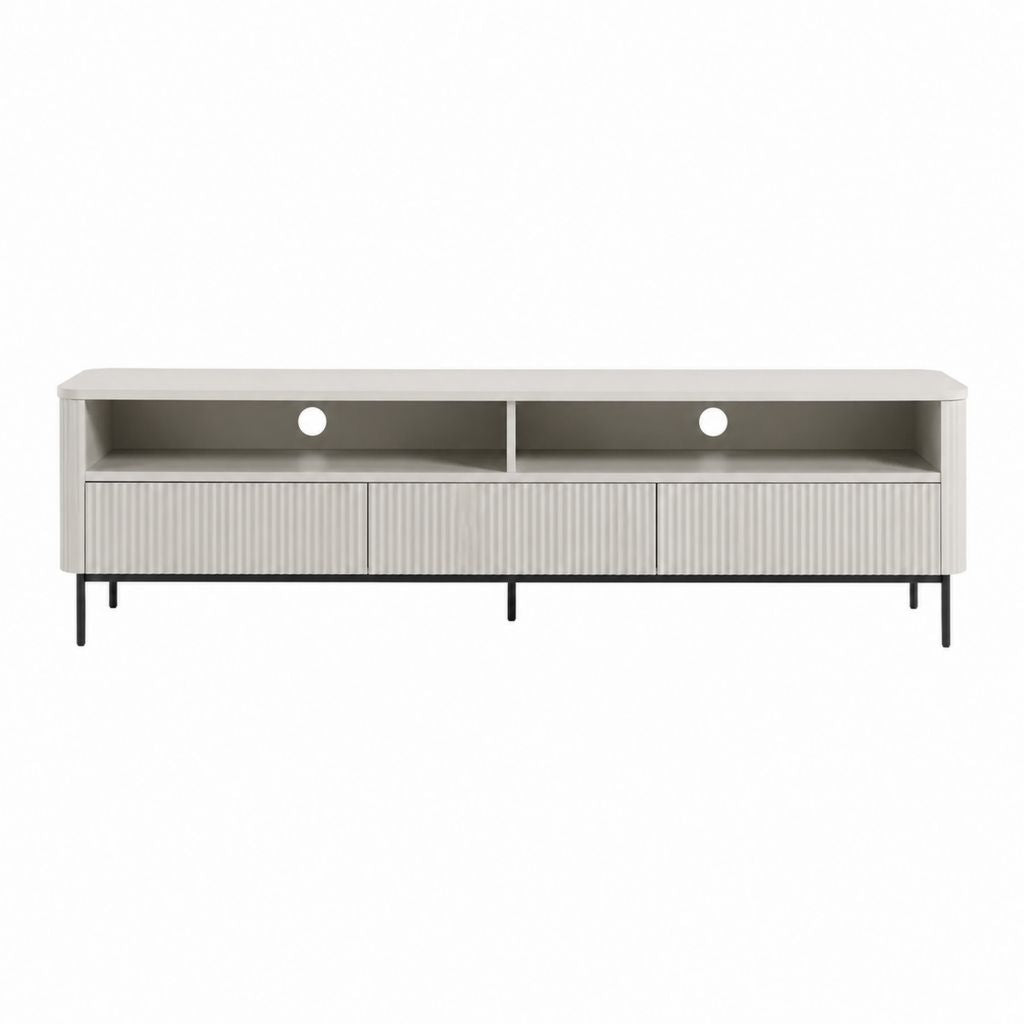 TV Lowboard Beige MDF mit Rillenfront 180 x 40 x 55 cm