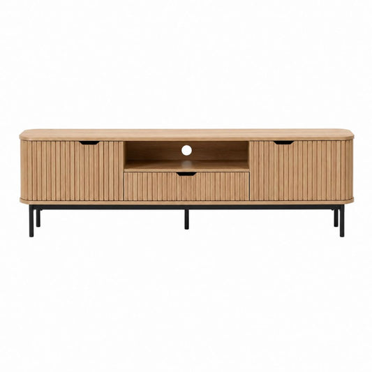 TV-Lowboard Eichenoptik MDF mit Lamellenfront 180 x 40 x 55 cm
