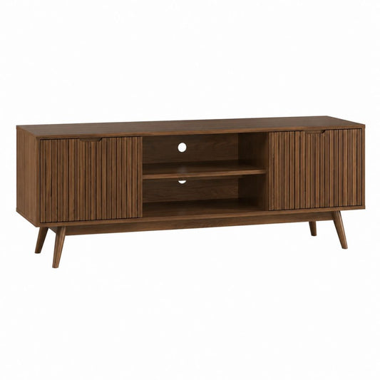 TV-Lowboard Walnussbraun MDF mit Walnussfurnier Rechteckig 160 x 40 x 60 cm